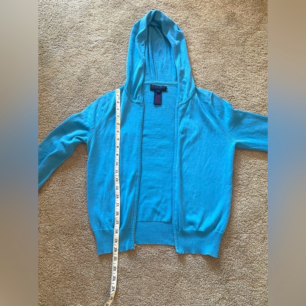 Ralph by Ralph Lauren Light Blue Hooded Zip Cardigan. Size small.